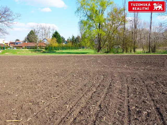 Hned u zástavby rodinných domů zemědělský rovinatý pozemek. — fotografie 3