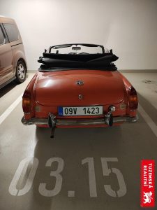Garážové stání v podzemním parkovišti v centru Olomouce.